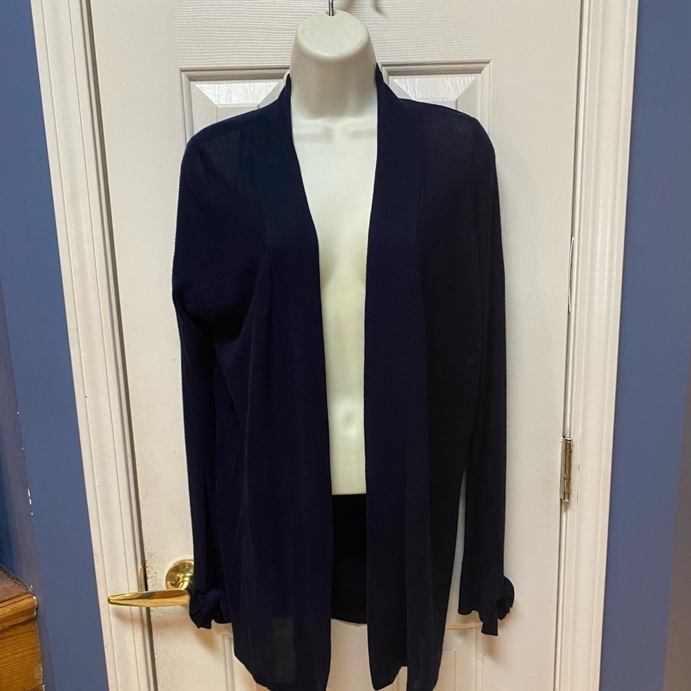 Skies Are Blue Fine Knit Open Front Cardigan Sweater Navy Women’s Size Small